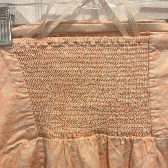 Urban Outfitters Womens Strapless Dress Large Pink Linen Viscose Thigh Slit - Picture 5 of 9